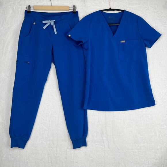 Figs Scrub Set Royal Blue Zamora Jogger Pants XSP Catarina One-Pocket Top XS - Picture 1 of 16